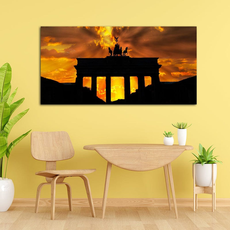 DecorGlance Sunset View of Brandenburg Gate Canvas Wall Painting