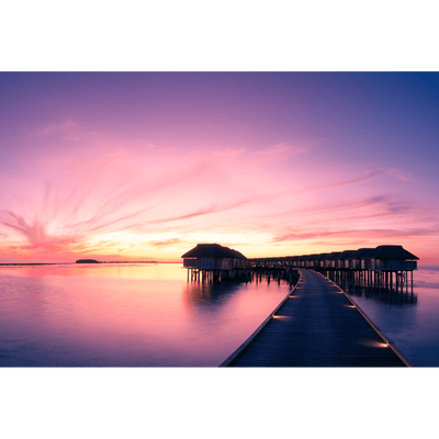 DECORGLANCE Sunset View Of Sea & Bridge Digitally Painting Wallpaper