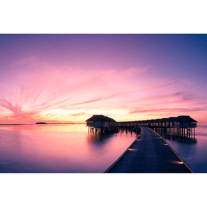 DECORGLANCE Sunset View Of Sea & Bridge Digitally Painting Wallpaper