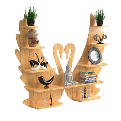 DecorGlance Regular (33 inches X 38 Inches) Swan shape Wood Wall Shelf / Book Shelf /  Oak Wood