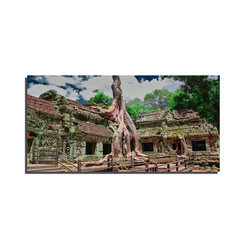DecorGlance Ta Phrom Abandoned Mini Temple Print On Canvas Wall Painting