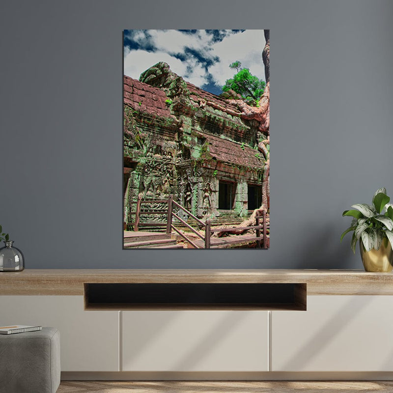 DecorGlance Ta Phrom Abandoned Mini Temple Print On Canvas Wall Painting
