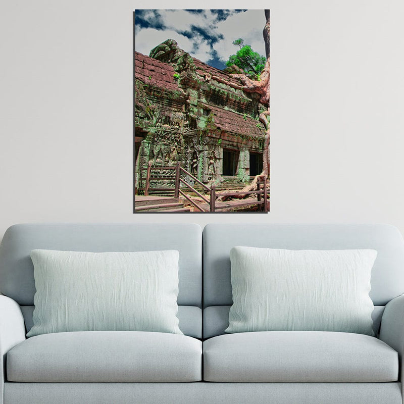 DecorGlance Ta Phrom Abandoned Mini Temple Print On Canvas Wall Painting