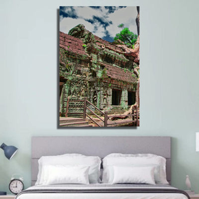 DecorGlance Ta Phrom Abandoned Mini Temple Print On Canvas Wall Painting