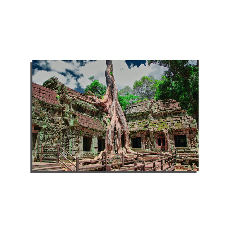 DecorGlance Ta Phrom Abandoned Mini Temple Print On Canvas Wall Painting