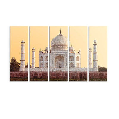 DecorGlance Taj Mahal Front View Canvas Wall Painting - With 5 Panel