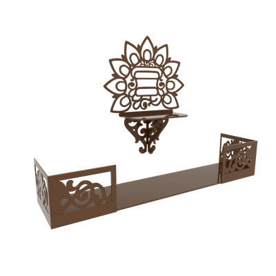 DecorGlance Temple Beautiful Wall Hanging Pooja Mandir Design with Shelf, Brown Color