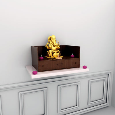DecorGlance Temple MDF Wood Square Shape Stand Design Pooja Mandir For Home