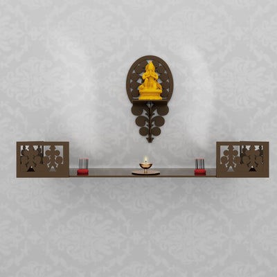 DecorGlance Temple Walnut Finish Beautiful Wall Hanging Pooja Mandir Design