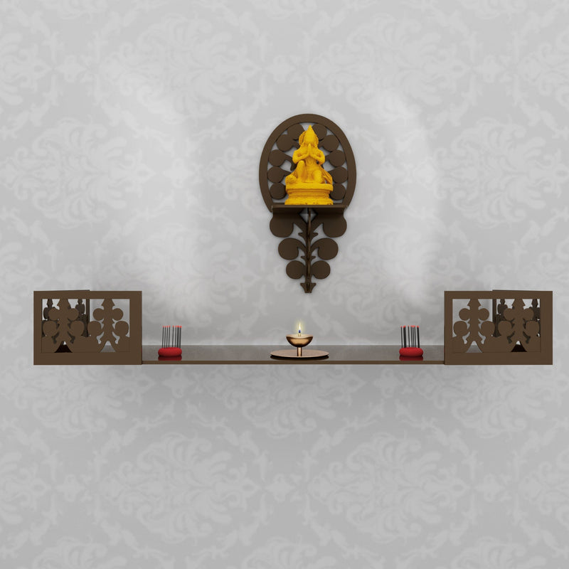 DecorGlance Temple Walnut Finish Beautiful Wall Hanging Pooja Mandir Design