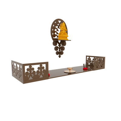 DecorGlance Temple Walnut Finish Beautiful Wall Hanging Pooja Mandir Design