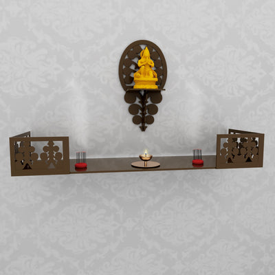 DecorGlance Temple Walnut Finish Beautiful Wall Hanging Pooja Mandir Design