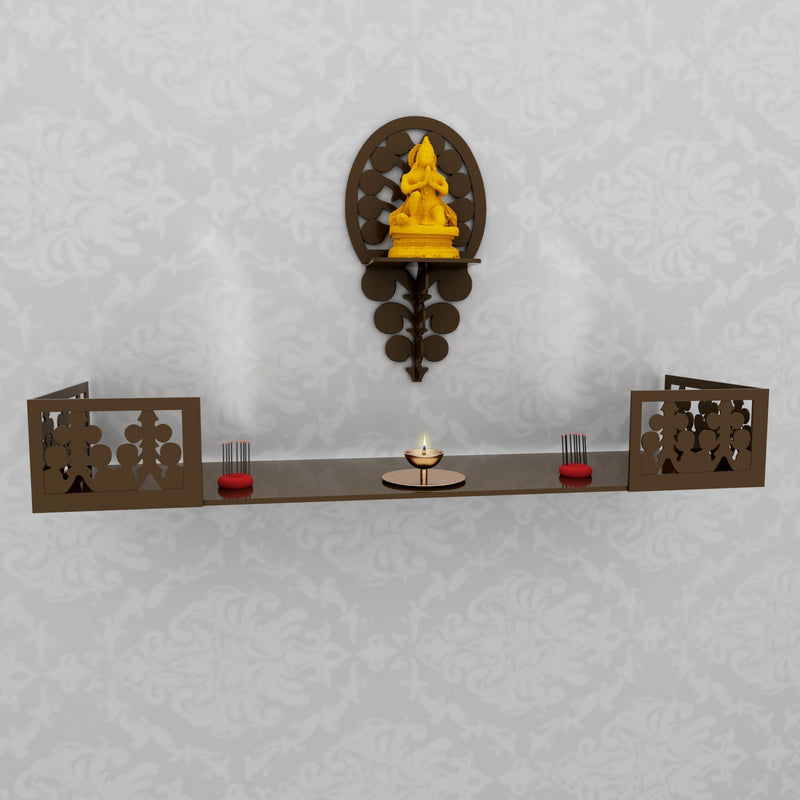 DecorGlance Temple Walnut Finish Beautiful Wall Hanging Pooja Mandir Design