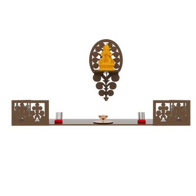 DecorGlance Temple Walnut Finish Beautiful Wall Hanging Pooja Mandir Design