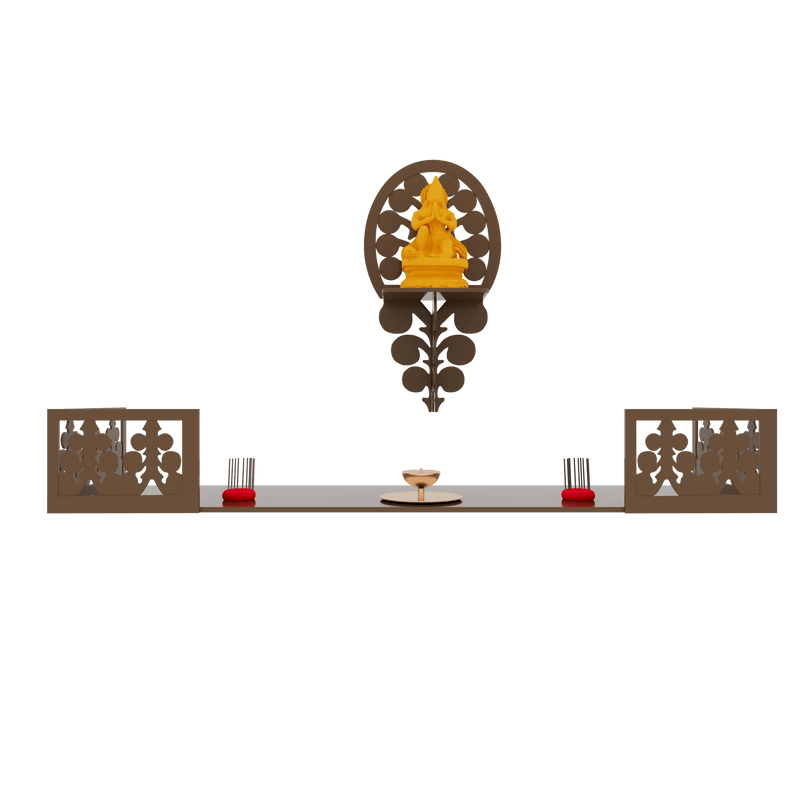 DecorGlance Temple Walnut Finish Beautiful Wall Hanging Pooja Mandir Design