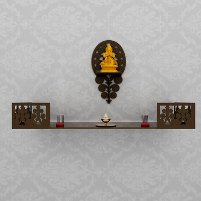 DecorGlance Temple Walnut Finish Beautiful Wall Hanging Pooja Mandir Design