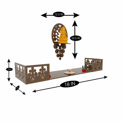 DecorGlance Temple Walnut Finish Beautiful Wall Hanging Pooja Mandir Design