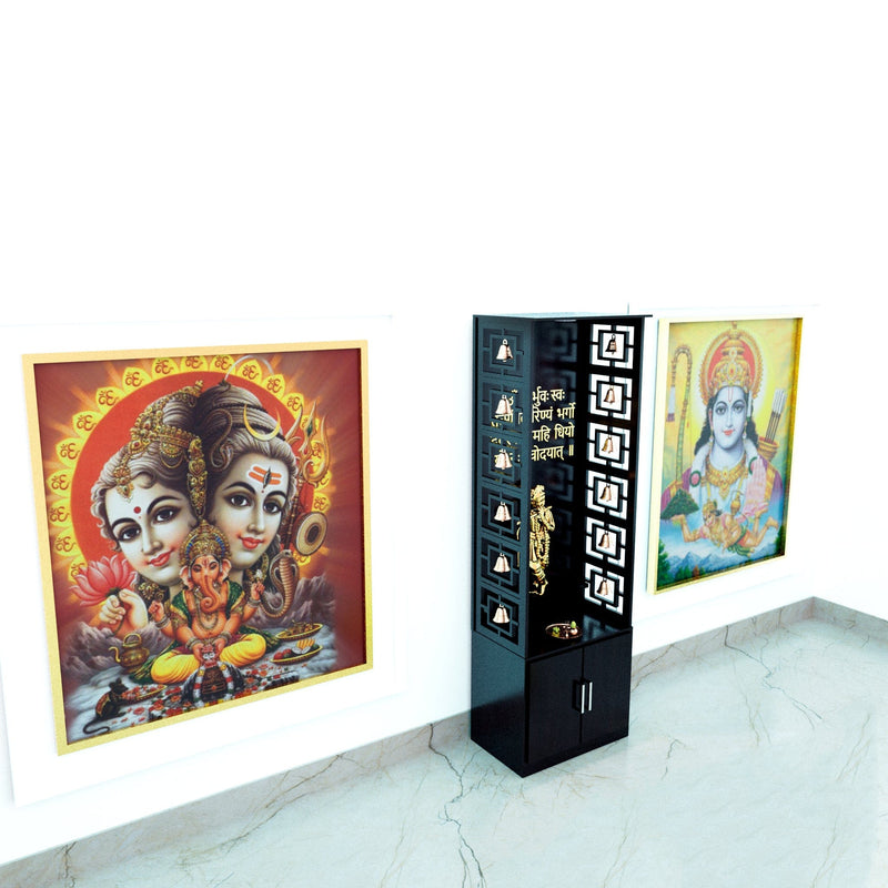 DecorGlance Temple Walnut Wooden Finish Rectangle Shaped Mandir for Home