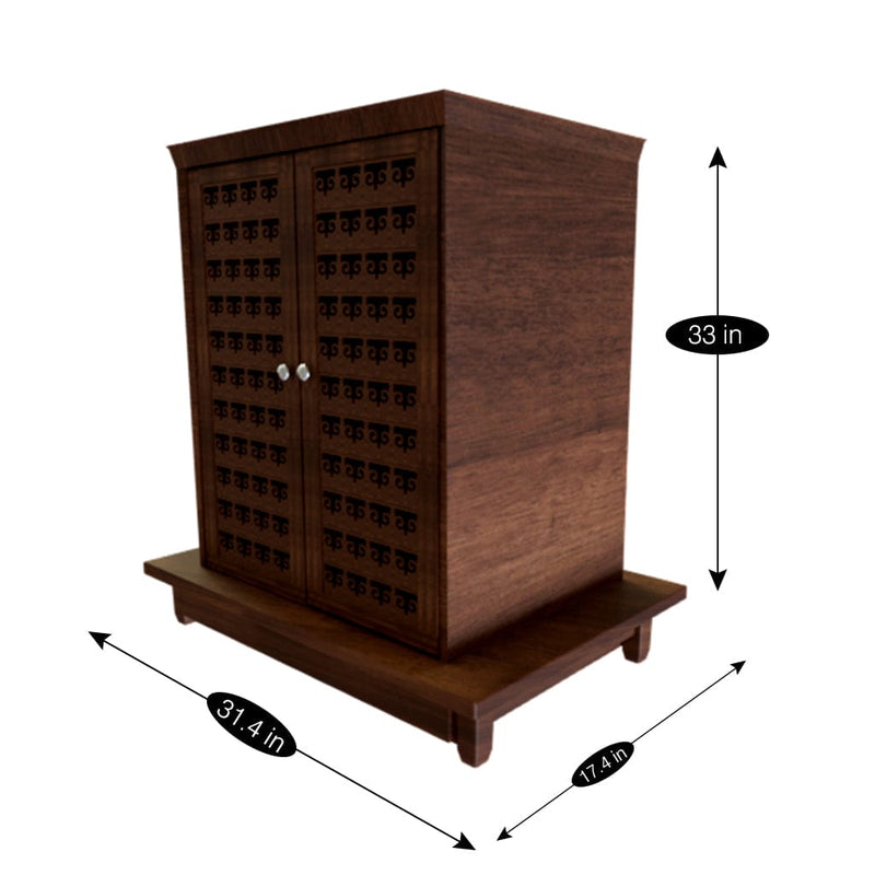 DecorGlance Temple Walnut Wooden Finished Rectangle Shape Mandir for Home