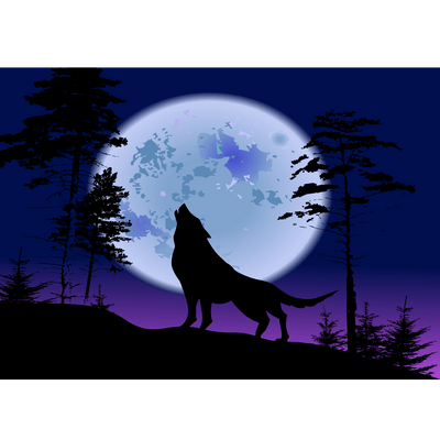 DECORGLANCE The Wolf Howls At The Night Digitally Painting Wallpaper