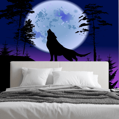 DECORGLANCE The Wolf Howls At The Night Digitally Painting Wallpaper