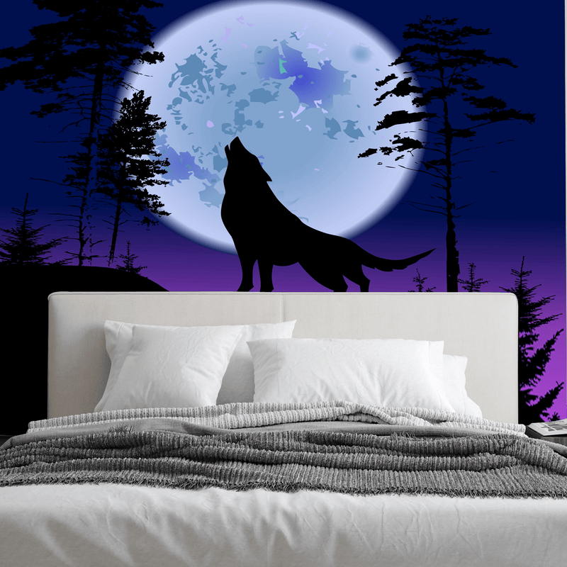 DECORGLANCE The Wolf Howls At The Night Digitally Painting Wallpaper