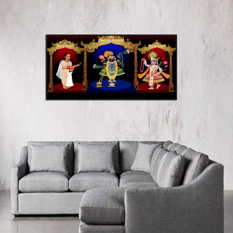 DecorGlance Tirupati Balaji Canvas Floating Frame Wall Painting