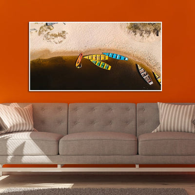 DecorGlance Top View Of Beach Canvas Floating Frame Wall Painting