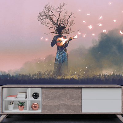 DECORGLANCE Tree Playing Music Aesthetic Wallpaper