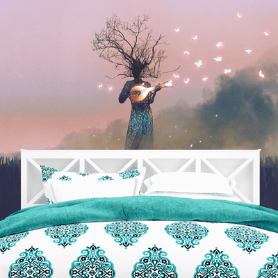 DECORGLANCE Tree Playing Music Aesthetic Wallpaper