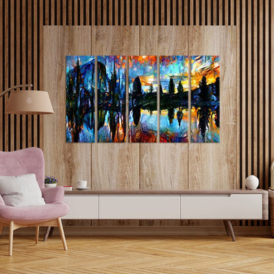 DecorGlance Tree Scenery Abstract Canvas Wall Painting - With 5 Panel