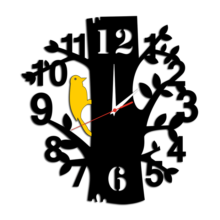 decorglance Tree Shape Wood Analog Wall Clock