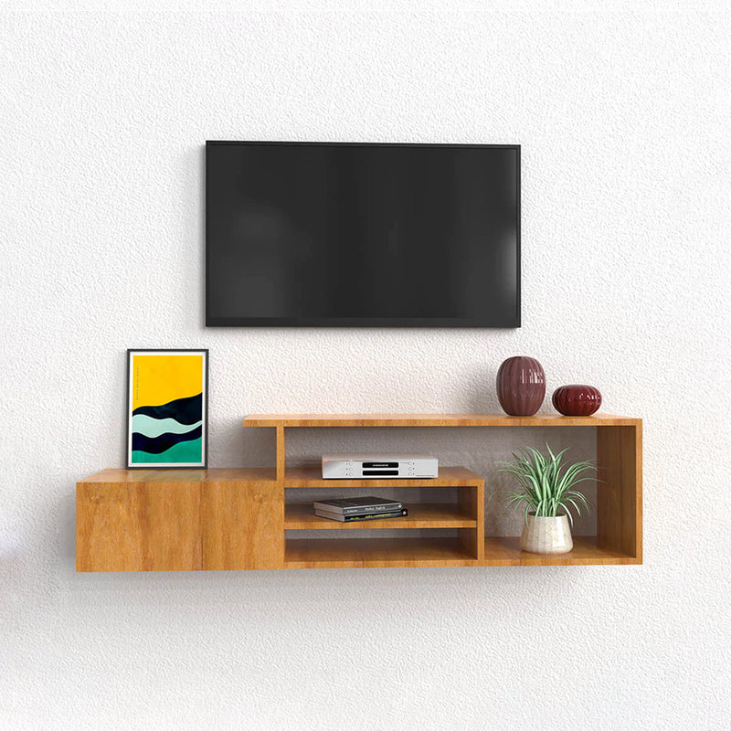 Oak Finish Designer Wooden Tv Unit Cabinet