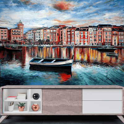 DECORGLANCE Venice Beautiful Scenery Digitally Painting Wallpaper