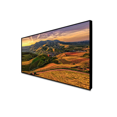 DecorGlance CANVAS PRINT BLACK FLOATING FRAME / (48x24) Inch / (121x60) Cm Village View Canvas Floating Frame Wall Painting