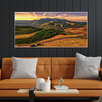 DecorGlance Village View Canvas Floating Frame Wall Painting