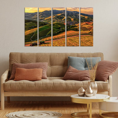 DecorGlance Village View Canvas Wall Painting - With 5 Panel