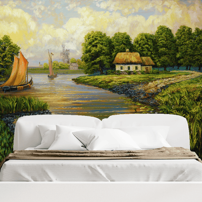 DECORGLANCE Village View Wallpaper