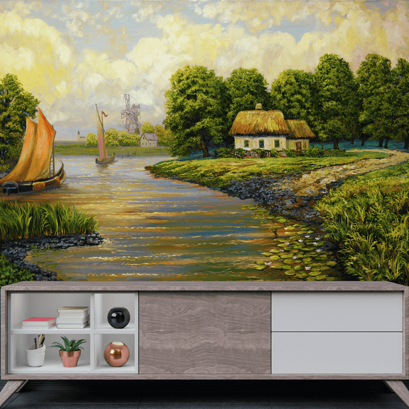 DECORGLANCE Village View Wallpaper