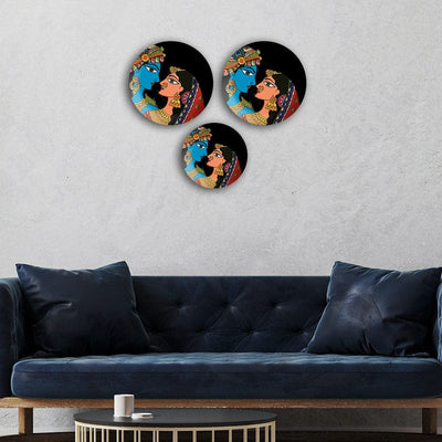 DecorGlance Wall accent Radha Krishna Madhubani Art Wall Plates Painting Set of Three