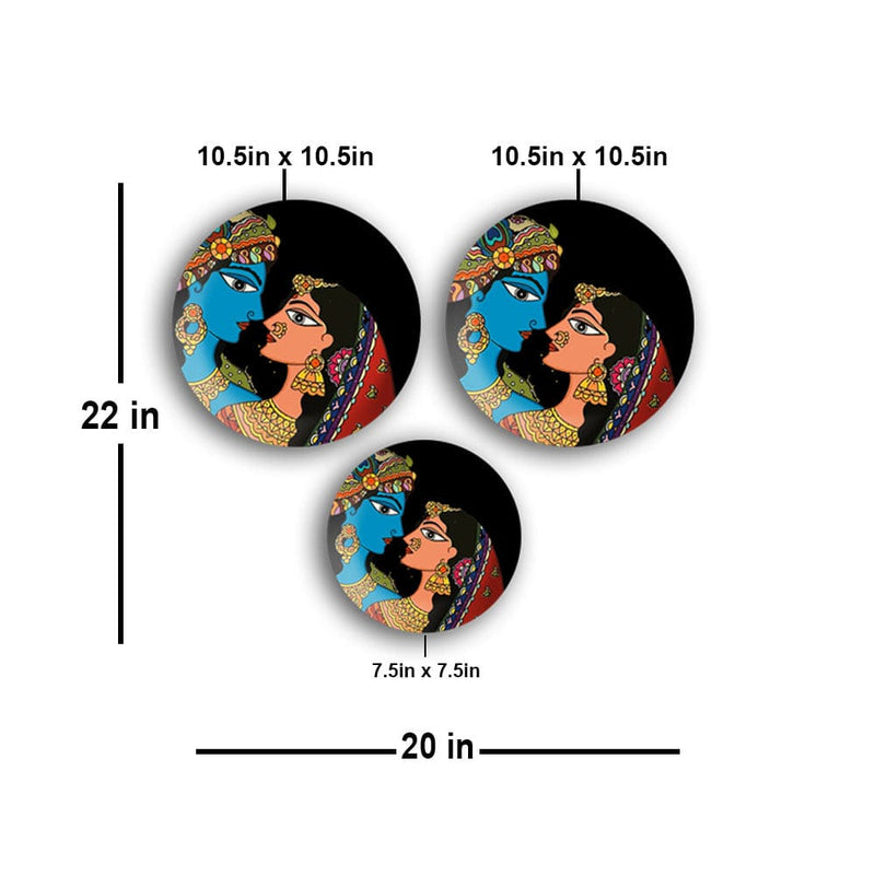 DecorGlance Wall accent Radha Krishna Madhubani Art Wall Plates Painting Set of Three