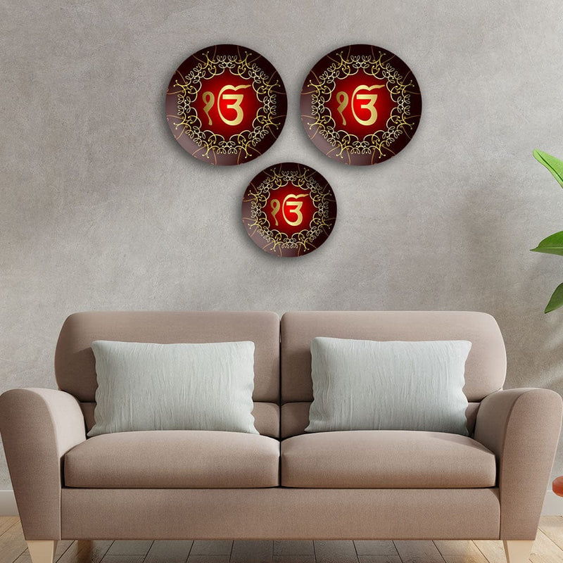 DecorGlance Wall accent Sikh Symbol Wall Plates Set of Three