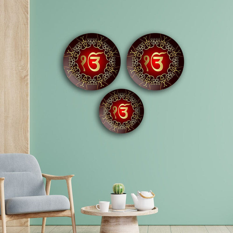 DecorGlance Wall accent Sikh Symbol Wall Plates Set of Three