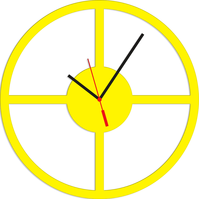 DECORGLANCE Wall Clocks Round Shape Yellow Color Wooden Wall Clock