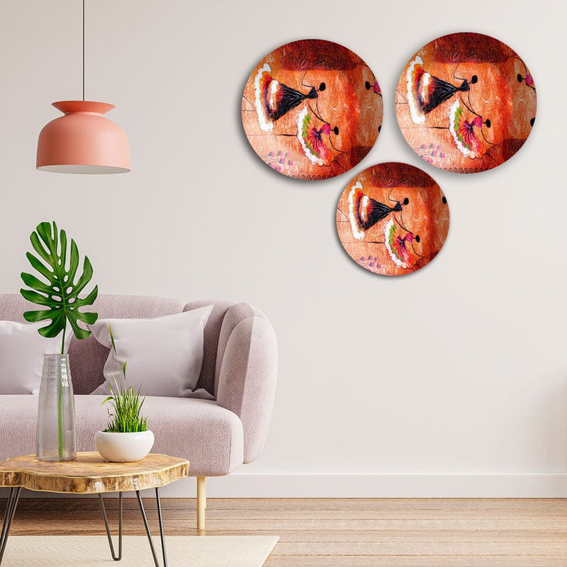 DecorGlance Wall Plates & Covers Spanish Dance Oil Color Art Wall Plates Painting Set of Three