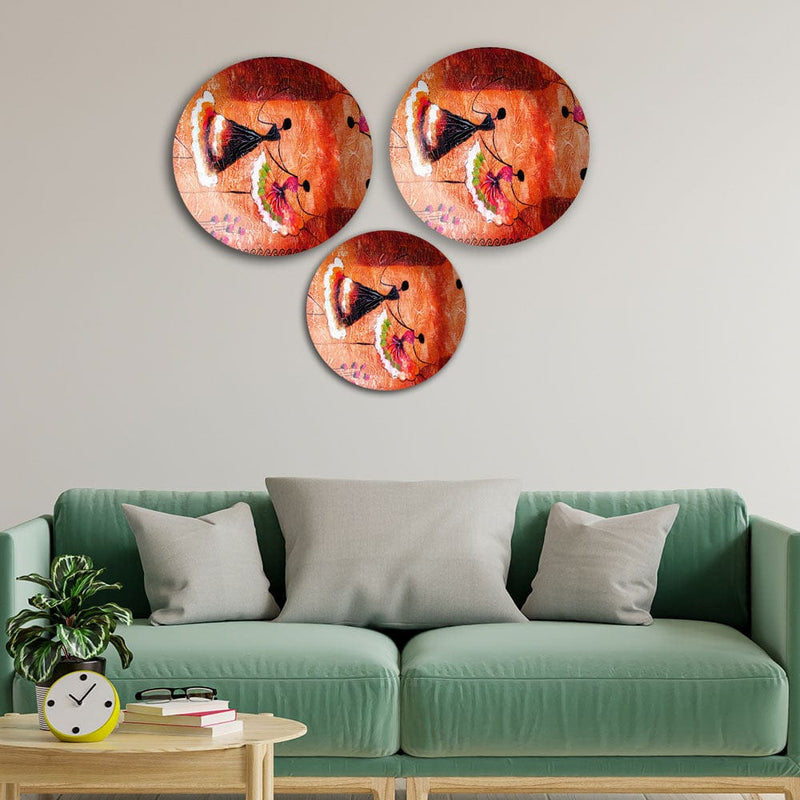 DecorGlance Wall Plates & Covers Spanish Dance Oil Color Art Wall Plates Painting Set of Three