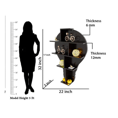 Bulb Shape Walnut Wooden Wall Display Shelf