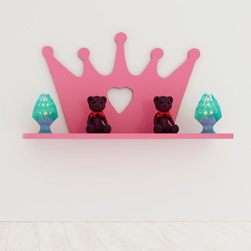 Crown Shape Kids Wooden Wall Shelf