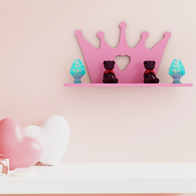 Crown Shape Kids Wooden Wall Shelf