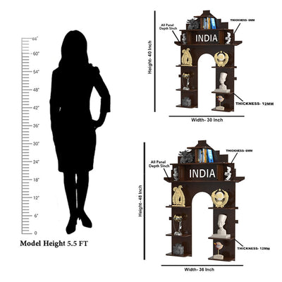 DecorGlance Wall Shelf India Gate shape Wood Wall Shelf / Book Shelf /  Walnut Wood